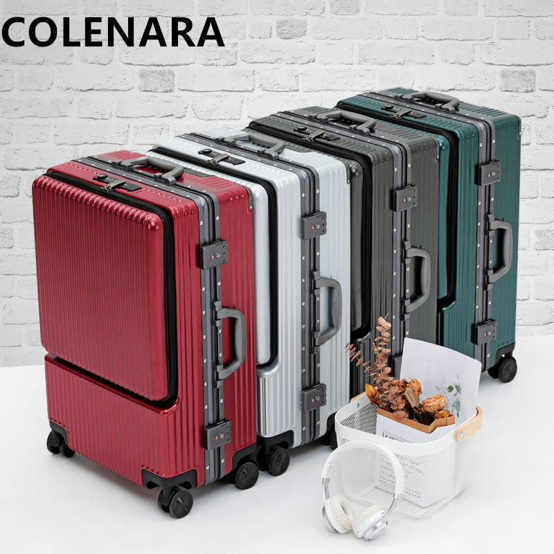 Front Opening Laptop Luggage 24 Inch - COLENARA 20インチ、22インチ、24インチ、26インチ 新型ABS+PC素材搭乗用ボックス型荷物ケース フロントオープン ノートパソコン用アルミフレーム トロリーケース