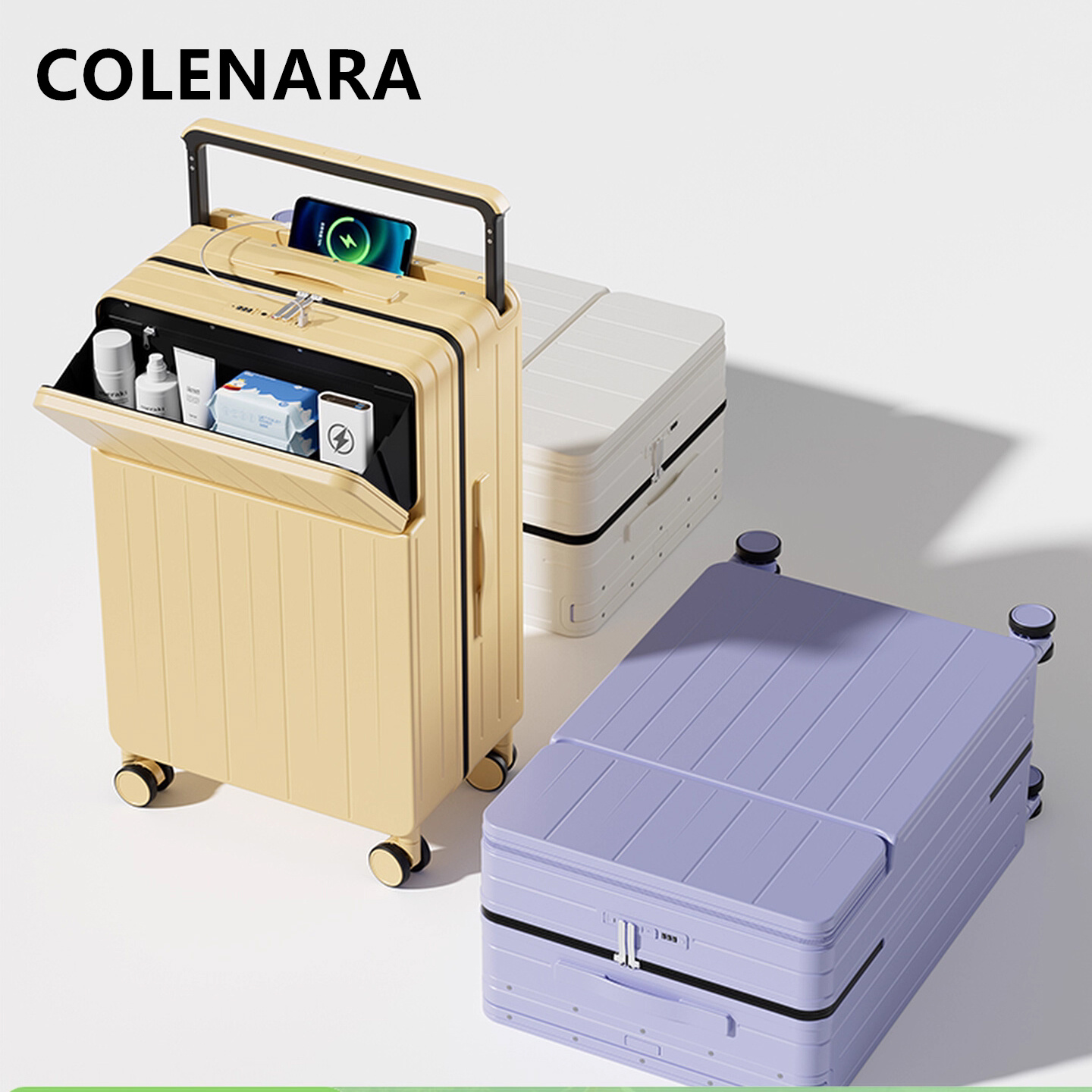 Front Opening Laptop Luggage 24 Inch - COLENARA 多機能スーツケース 充電機能付き搭乗ケース フロントオープン ラップトップトロリーケース 20インチ22インチ24インチ26インチ