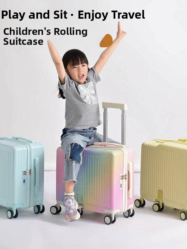 Aluminum Frame Carry On Luggage - 子供用アルミフレームキャリーオンスーツケース、男の子と女の子向け、パスワードロック付き、遊べて乗れる機能搭載