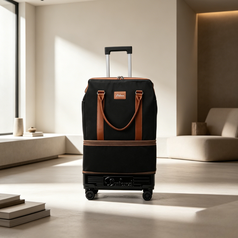 Foldable Rolling Luggage Bag - 折りたたみ式ホイール付きダッフルバッグ、軽量スピナートラベルトート、大容量伸縮ハンドル付き荷物入れ、多目的ローリングパック