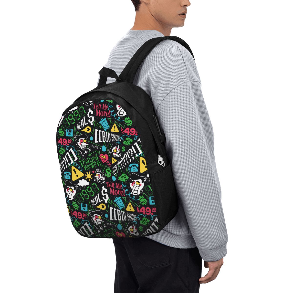 Travel Bags - Deltarune SPAMTON G バックパック旅行ノートブックバッグコンピュータ大学生スクールバッグラップトップショルダーバッグ男性女性用