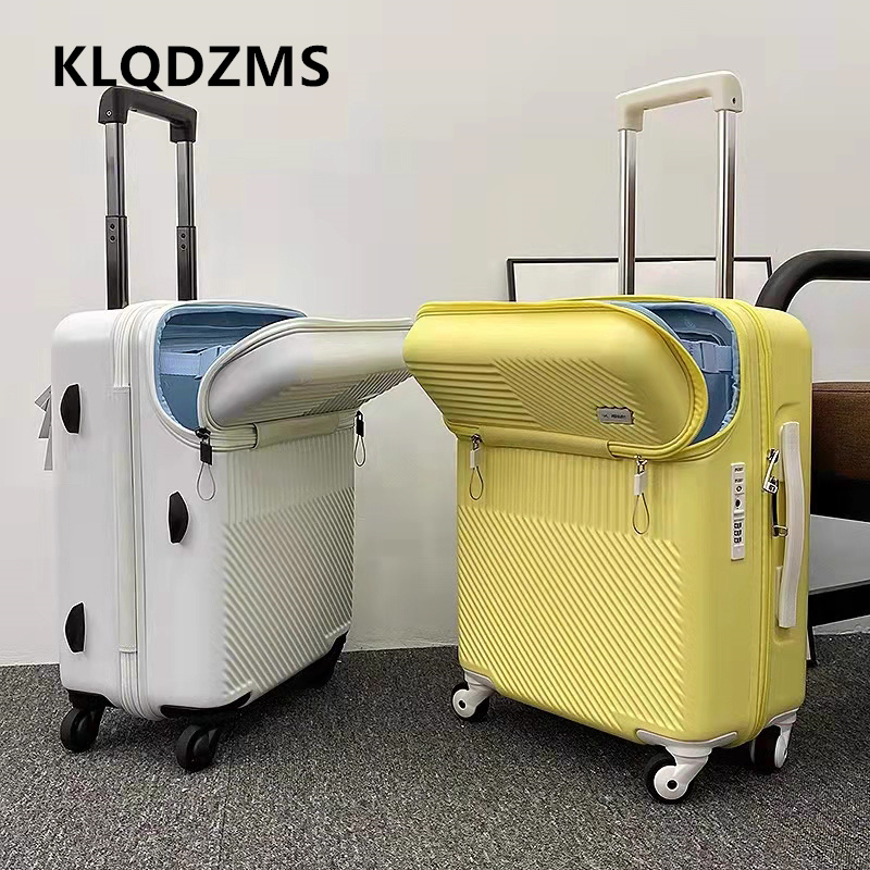 Front Opening Laptop Luggage 24 Inch - KLQDZMS 20インチ24インチ高品質荷物前開き搭乗ケースラップトップトロリーケースABS + PC機内持ち込み旅行スーツケース