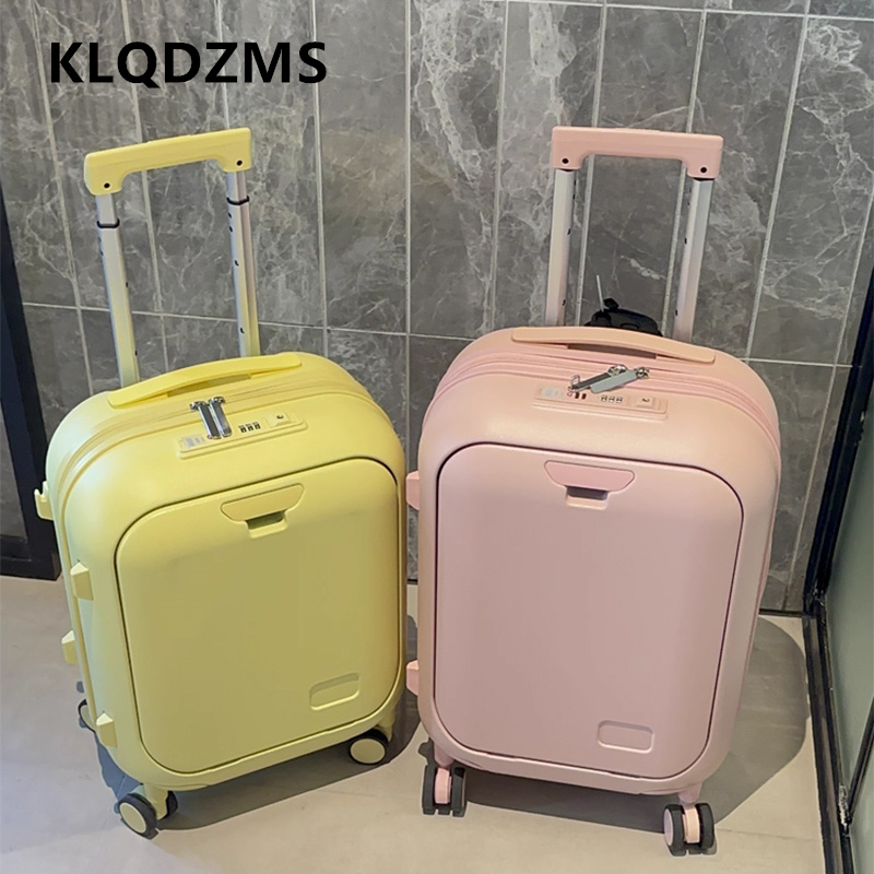 Front Opening Laptop Luggage 24 Inch - KLQDZMS 18インチ20インチ24インチ旅行スーツケースフロントオープニングラップトップ搭乗ケース多機能トロリーケース充電荷物ケース