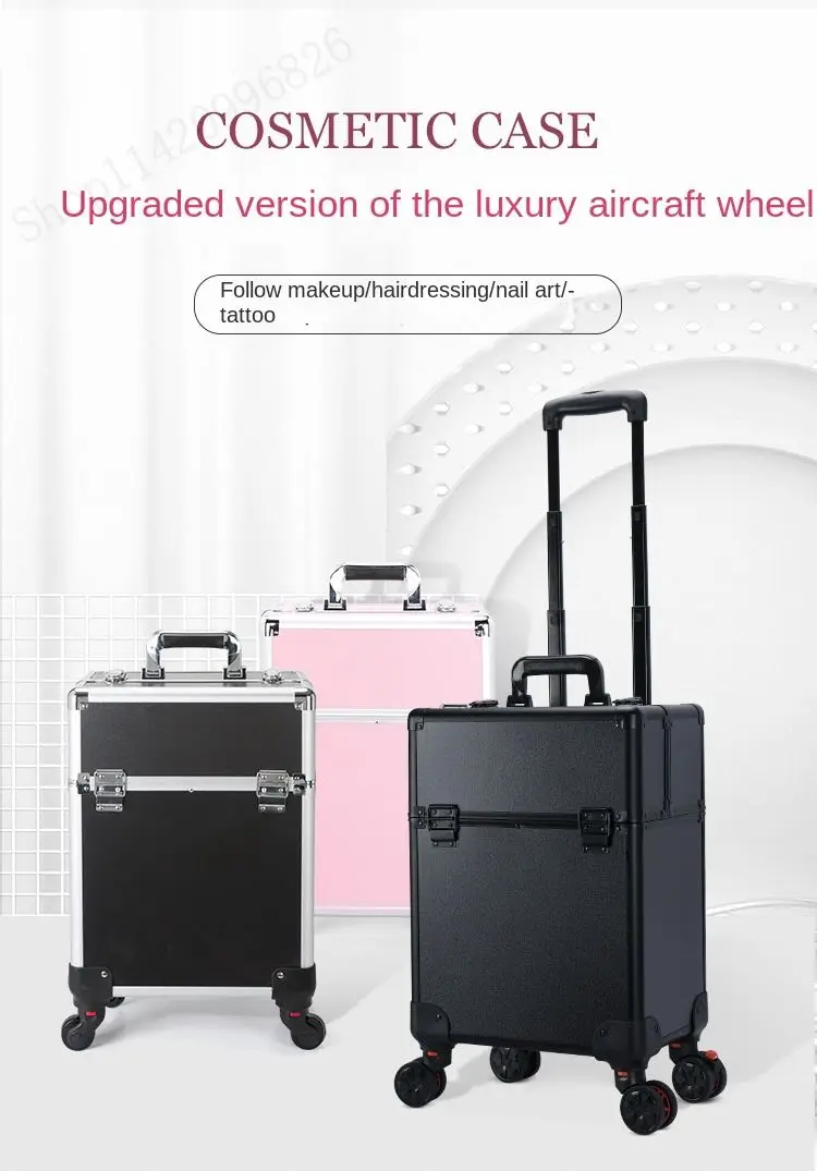Luggage - 大容量プロ用メイクアップケース トロリーバッグ メイクアップアーティスト用 マニキュア＆パーマネントメイクアップキット収納ツールボックス