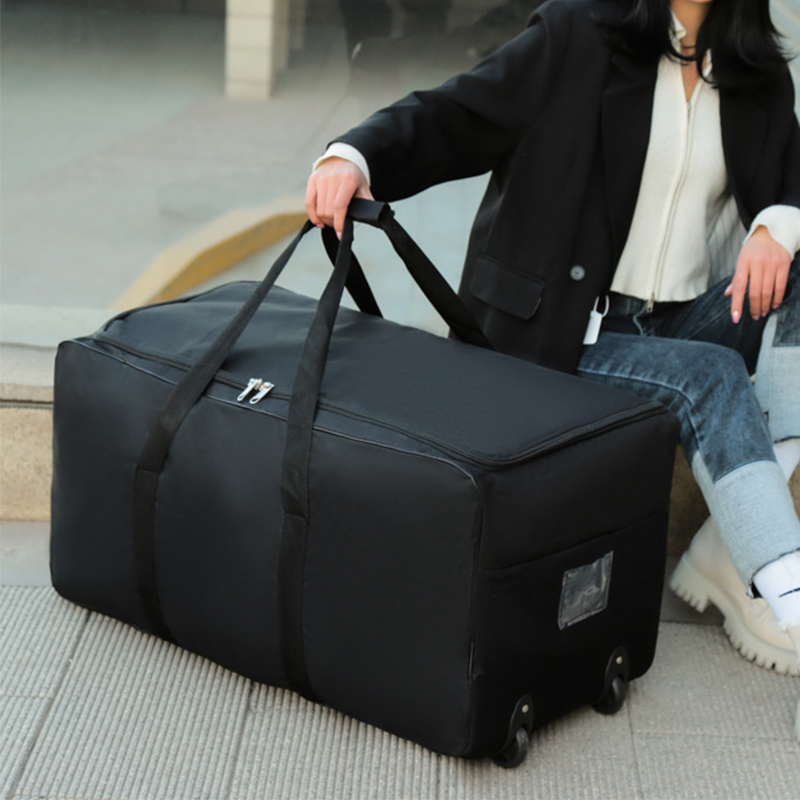 Foldable Rolling Luggage Bag - 大容量トロリーバッグホイール付き折りたたみ荷物ホイール付きバッグ旅行スーツケース防水ハンドバッグ週末ローリング荷物