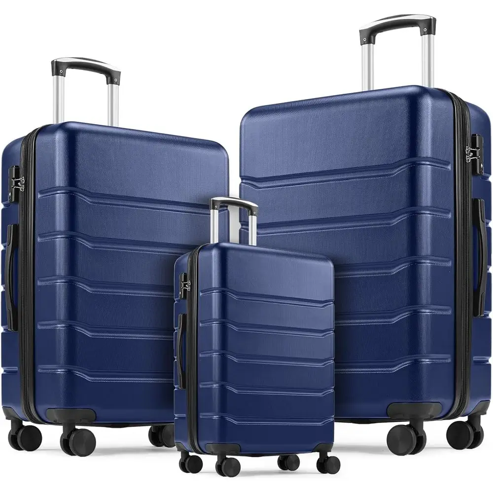 Expandable Hard Shell Luggage Set - 3ピース ハードシェル拡張可能スーツケースセット（スピナーホイール、TSAロック付き）