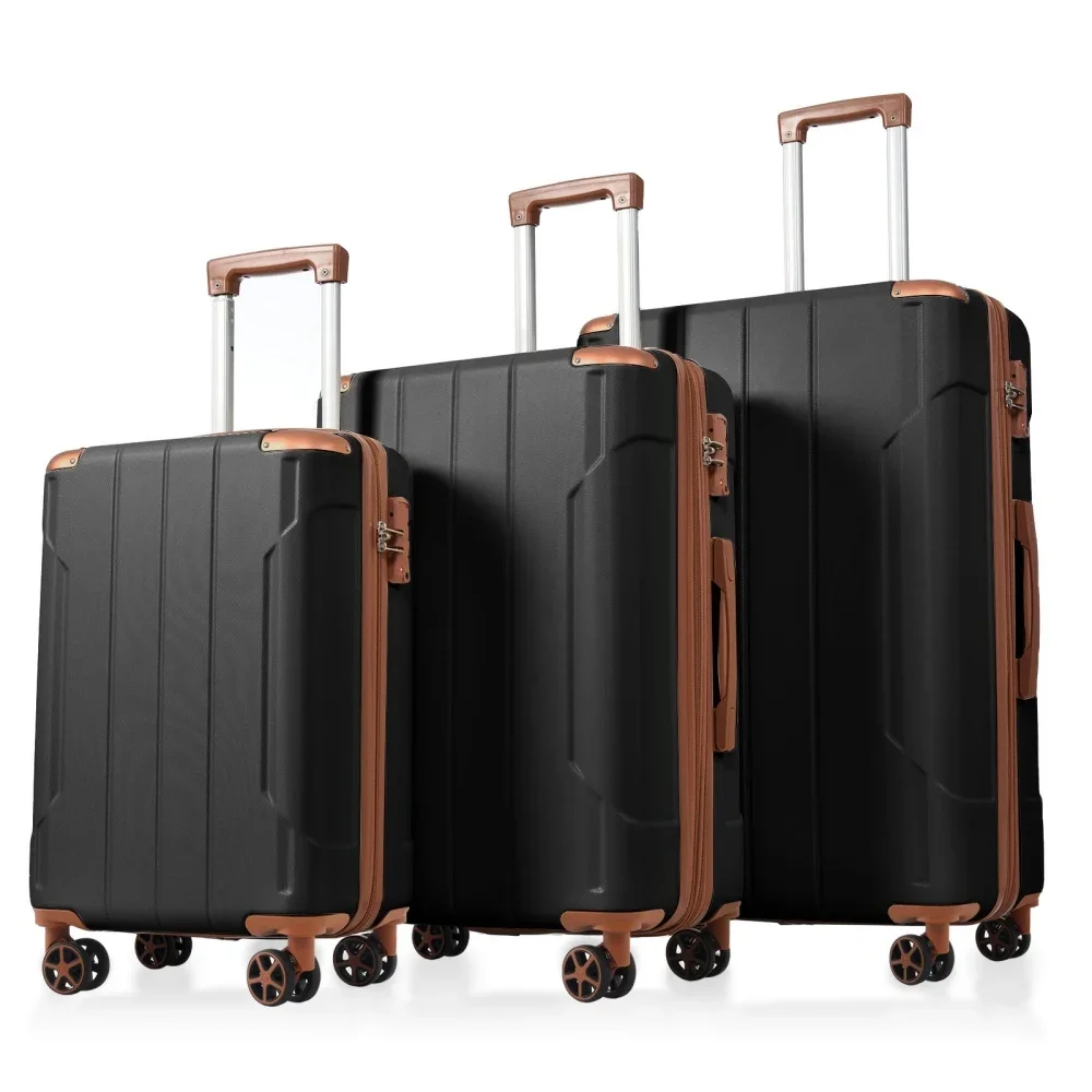 Expandable Hard Shell Luggage Set - 3ピース拡張可能ハードシェルABSスーツケースセット、ダブルスピナー付き、TSAロック付きトラベルラゲッジセット（20/24/28インチ）