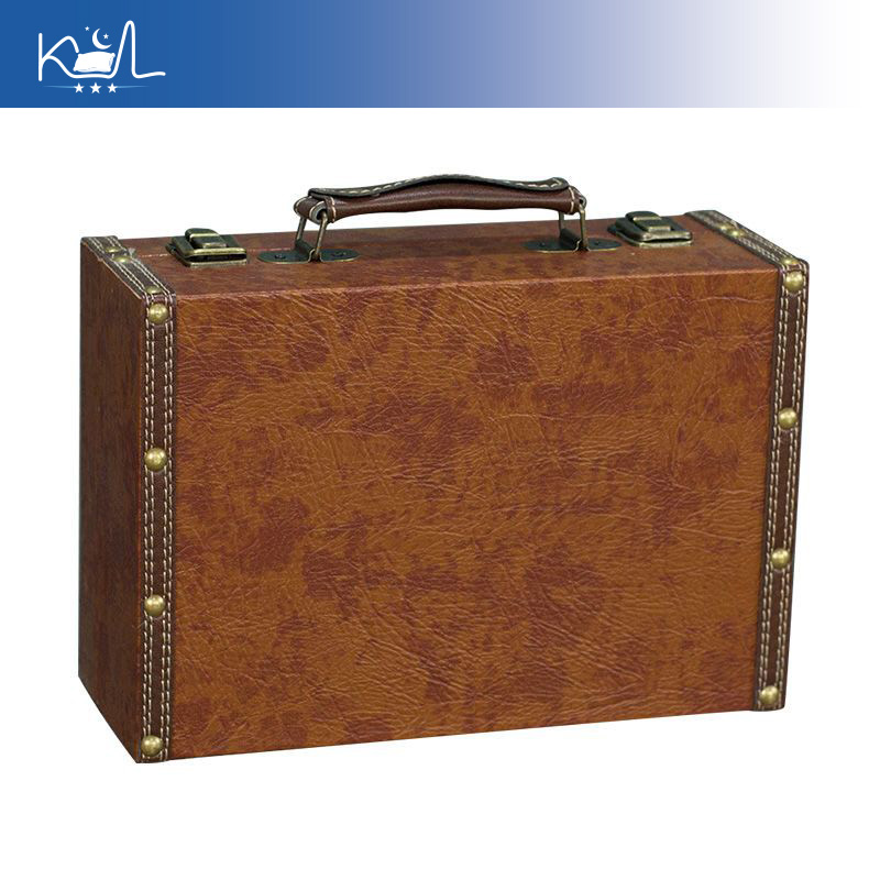 Retro Vintage Trunk Suitcase - ヴィンテージブラウン装飾スーツケース収納ボックス、アンティーク調大容量レトロ荷物箱、家の装飾小道具＆ディスプレイ用