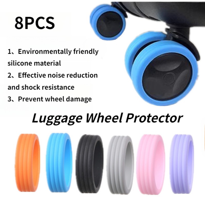 Silent Replacement Luggage Wheels - 8 個のサイレント荷物ホイールゴムスリーブトロリーホイール交換用保護スリーブスーツケースローラー保護スリーブ