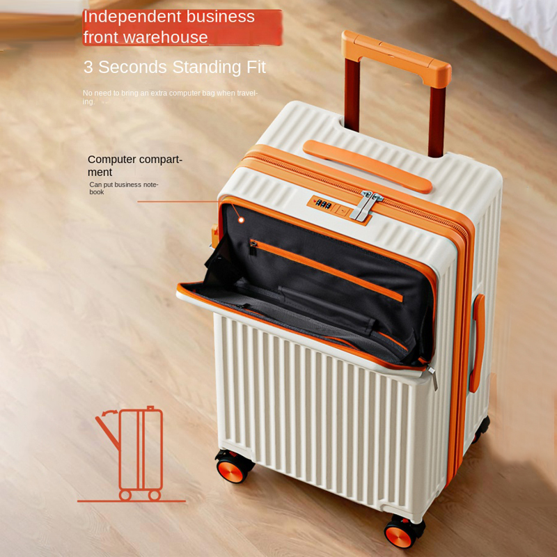 Front Opening Laptop Luggage 24 Inch - スタイリッシュな20/24インチトラベルスーツケース、ビジネス用ノートパソコンバッグ、軽量、フロントオープン、防爆ジッパー付き、機内持ち込み可能、新品