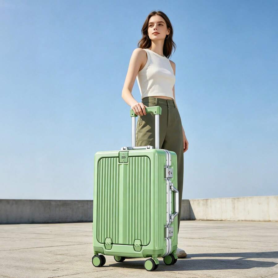 Front Opening Laptop Luggage 24 Inch - タイダルフラッシュ 20/24インチ フロントオープン アルミフレーム スーツケース、機内持ち込み可能荷物、TSAロック、360度回転 °