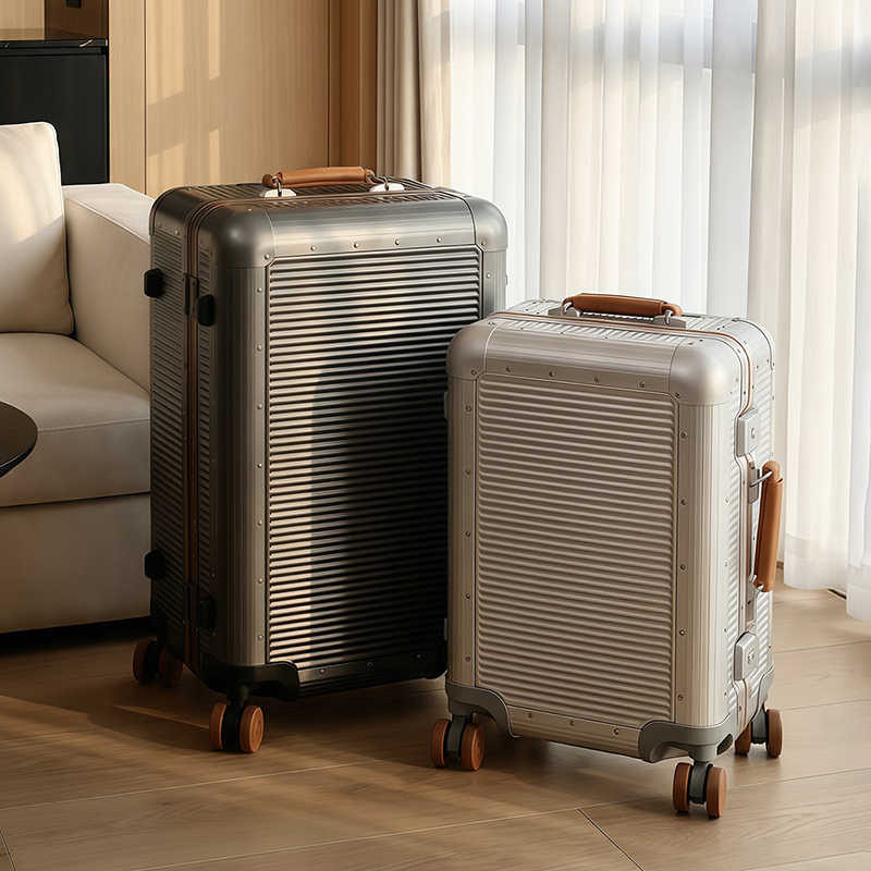 Aluminum Frame Carry On Luggage - 大型ファッションアルミフレームトロリースーツケース 20/24/28インチ メンズビジネス旅行用荷物 パスワードロック付き レディース機内持ち込みスーツケース