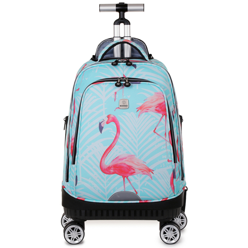 Foldable Rolling Luggage Bag - スピナーホイール付きローリングバックパック、女性男性用ローラートラベルラップトップバックパック、ビジネスホイール付きバッグスーツケース