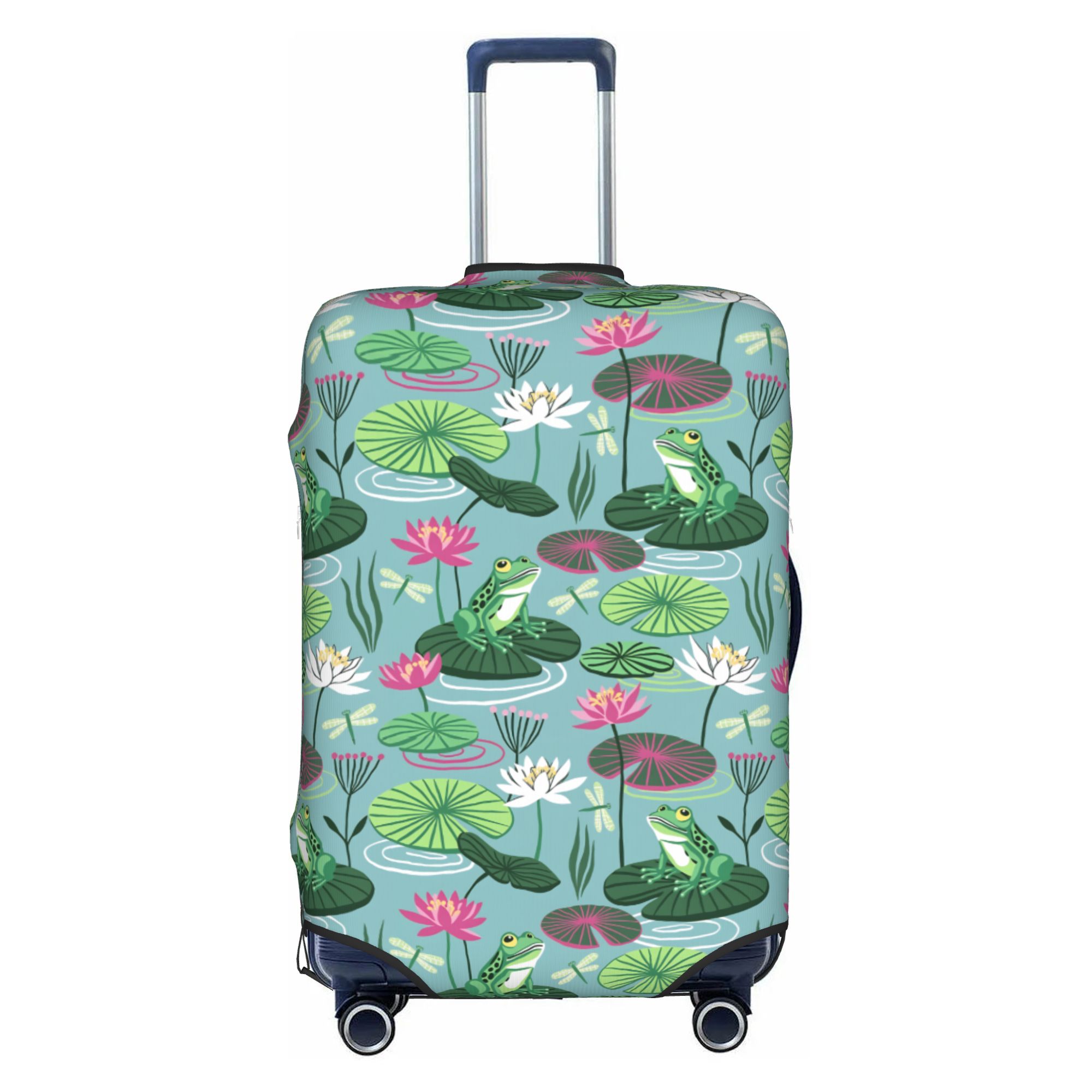 Waterproof Suitcase Cover Protector - カエルと睡蓮旅行荷物カバー防塵動物愛好家スーツケースカバープロテクターフィット18-32インチ