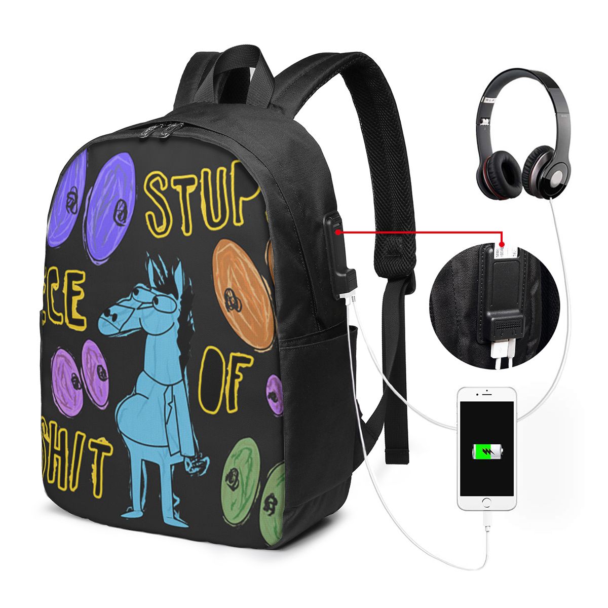 Travel Bags - 漫画ボージャック・ホースマン愚かなクソみたいなものバックパック旅行ノートブックバッグコンピュータ大学生スクールバッグラップトップ