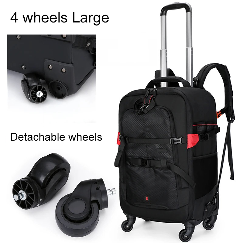 Foldable Rolling Luggage Bag - トロリー写真撮影用バックパック プロ用カメラバッグ トロリー旅行用スーツケース ビデオ写真デジタルカメラ用荷物トロリーバックパック
