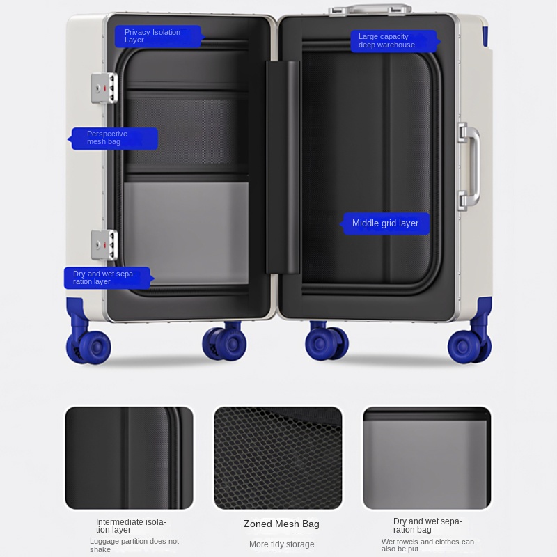 フロントオープン式荷物ワイドハンドル20-26インチ大容量ア - Aluminum Frame Carry On Luggage のレビューと価格