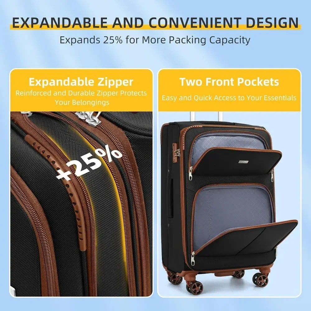 5点セット拡張可能スーツケースセット、スピナーホイール付き、 - Expandable Hard Shell Luggage Set のレビューと価格