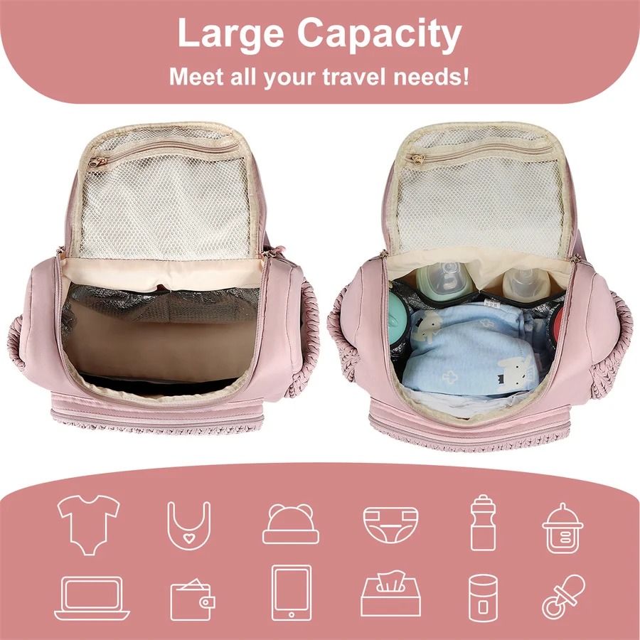 大容量マタニティおむつバッグバックパックニット柄ベビーおむつ - Travel Bags のレビューと価格