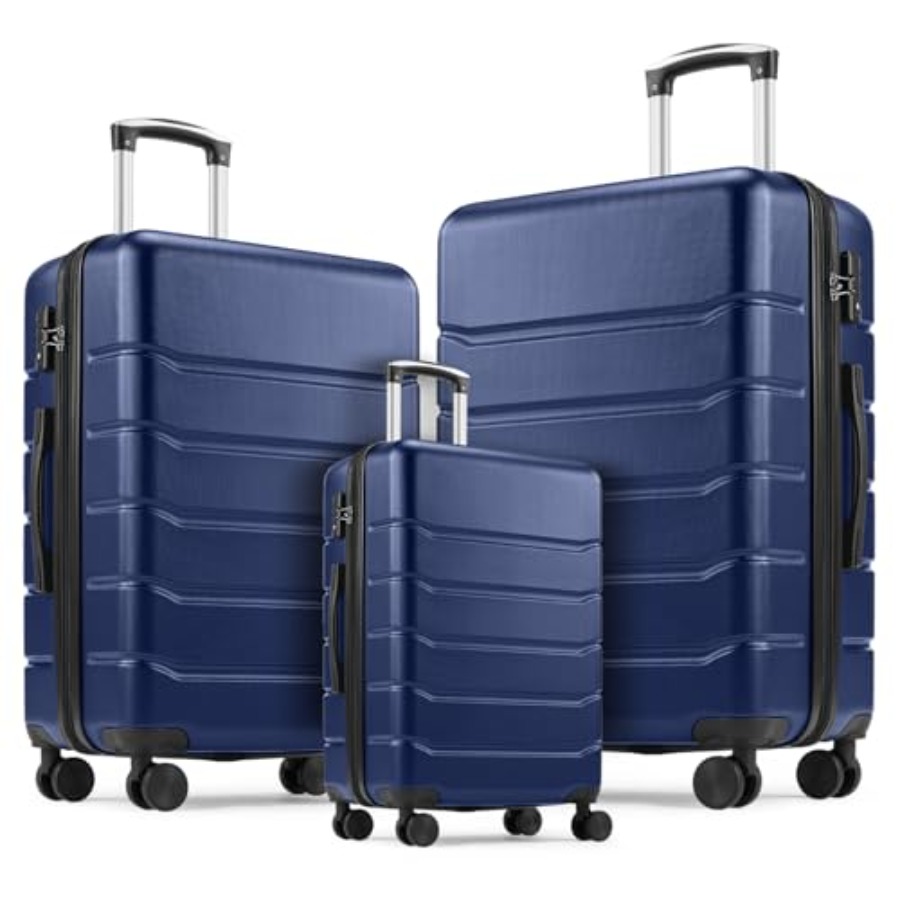 旅行用3ピース荷物セット：ハードシェル拡張可能な軽量ローリン - Expandable Hard Shell Luggage Set のレビューと価格