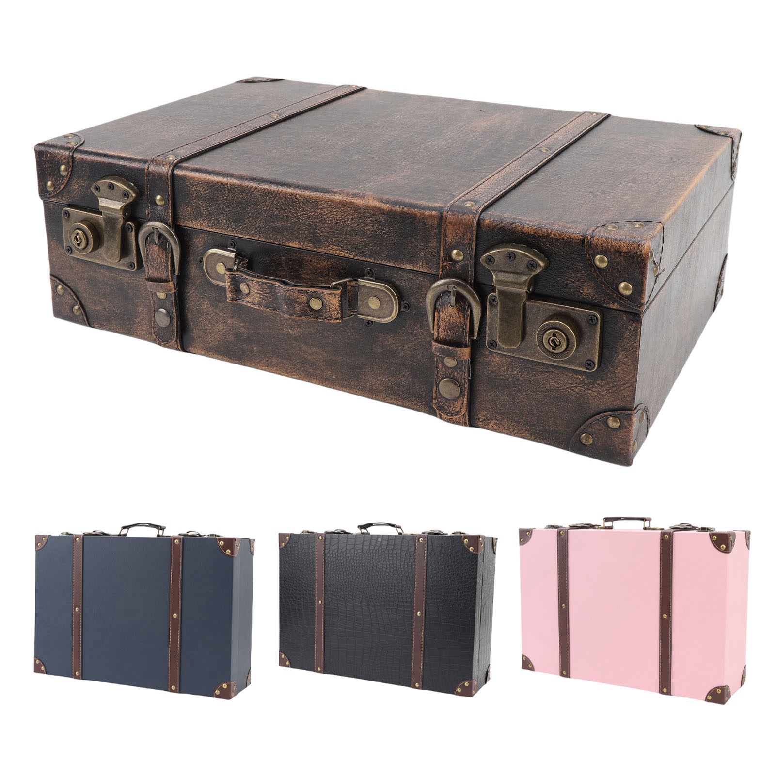 ヴィンテージスーツケースボックス トラベルスタイル装飾収納  - Retro Vintage Trunk Suitcase のレビューと価格
