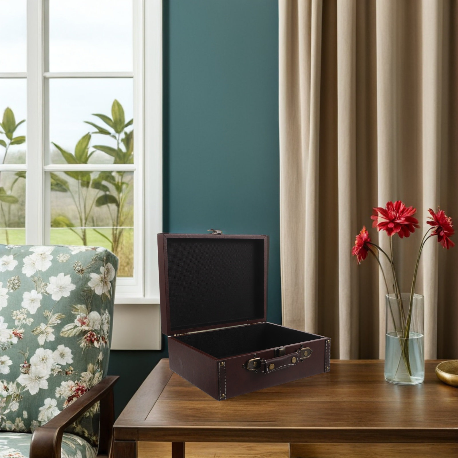 ヴィンテージスーツケース型小道具 レトロな木製チェスト PU - Retro Vintage Trunk Suitcase のレビューと価格