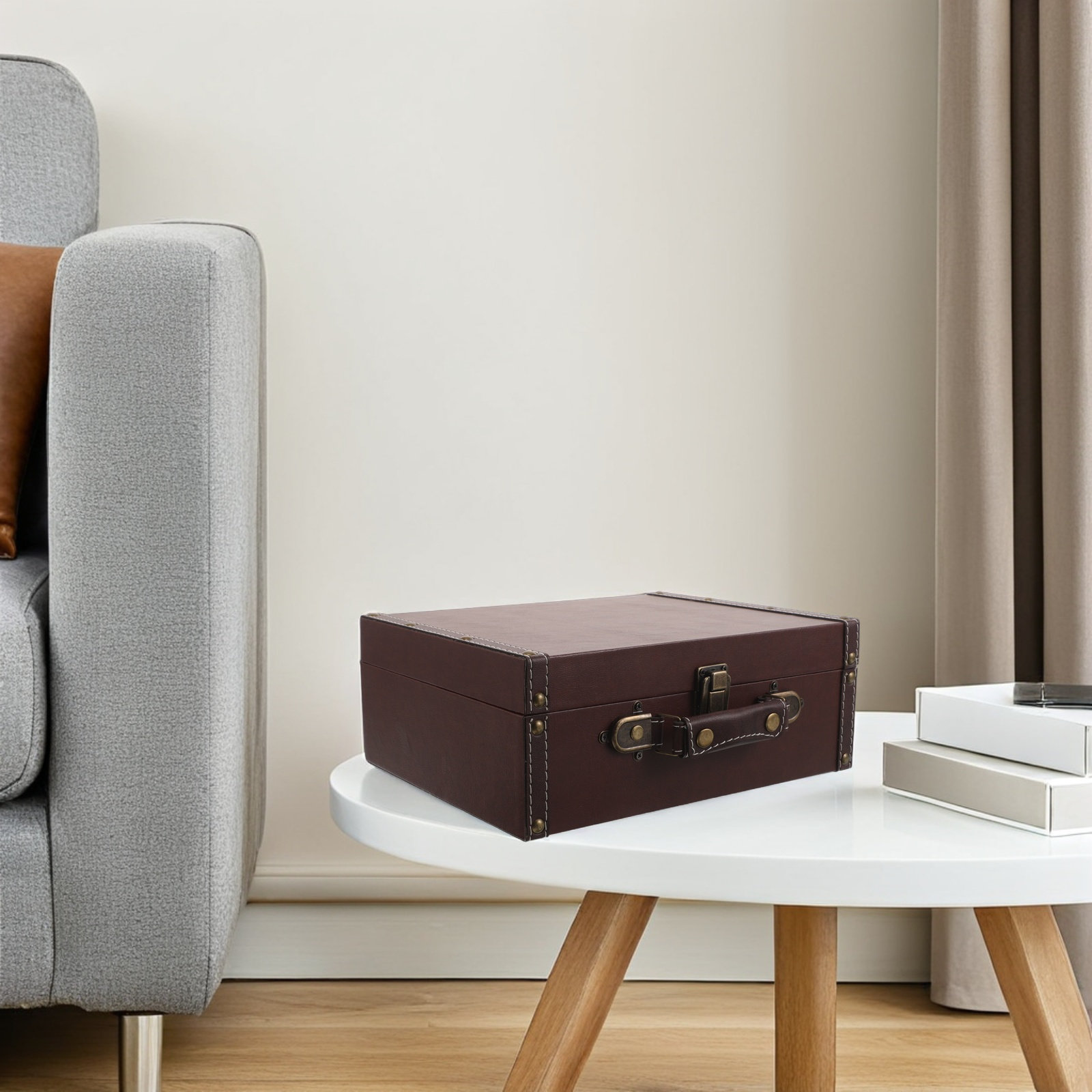 ヴィンテージスーツケース型小道具 レトロな木製チェスト PU - Retro Vintage Trunk Suitcase のレビューと価格