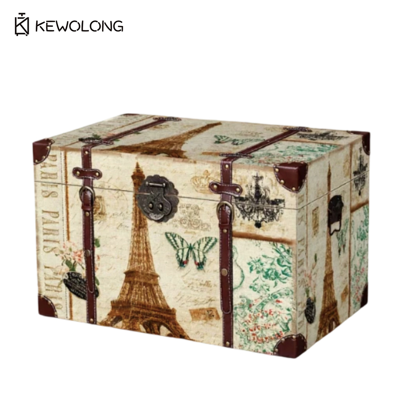 ヴィンテージ風チェック柄木製収納ボックス、レトロな格子柄スー - Retro Vintage Trunk Suitcase のレビューと価格