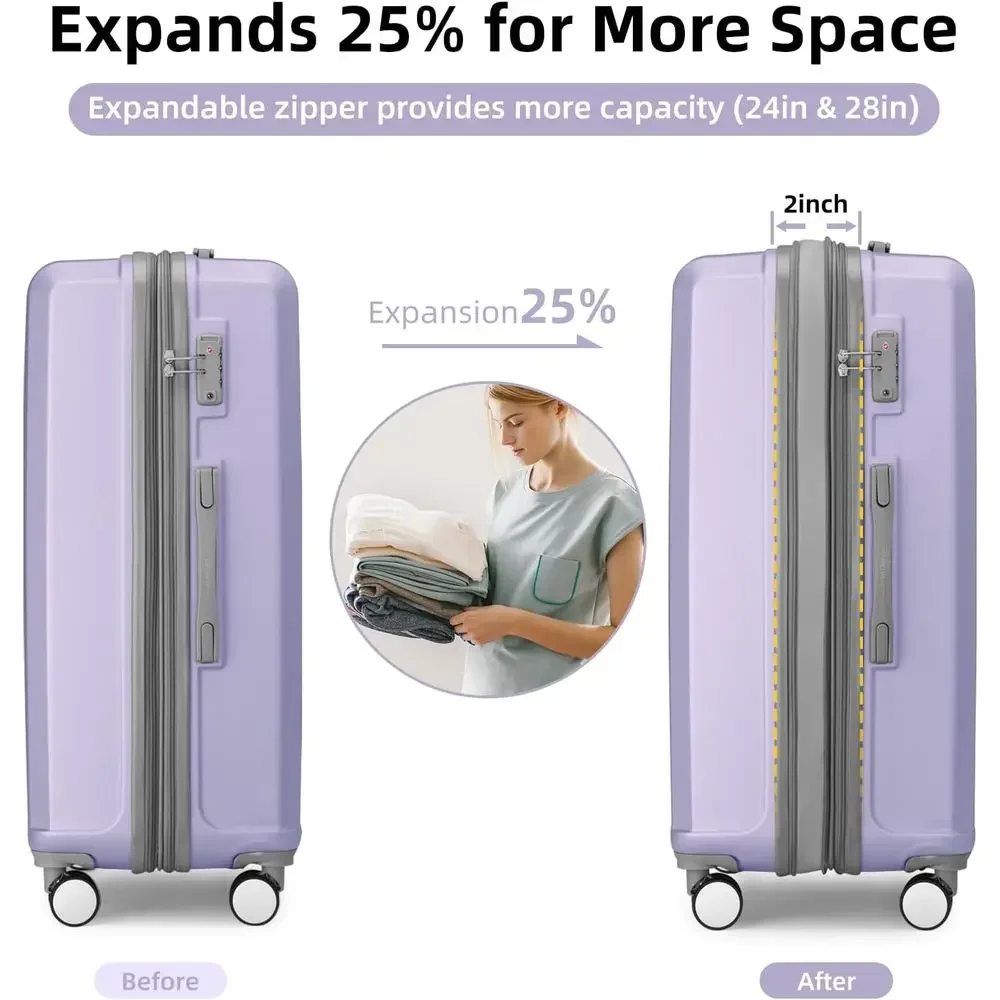 6点セット ラベンダー色の拡張可能なハードシェルスピナーラゲ - Expandable Hard Shell Luggage Set のレビューと価格