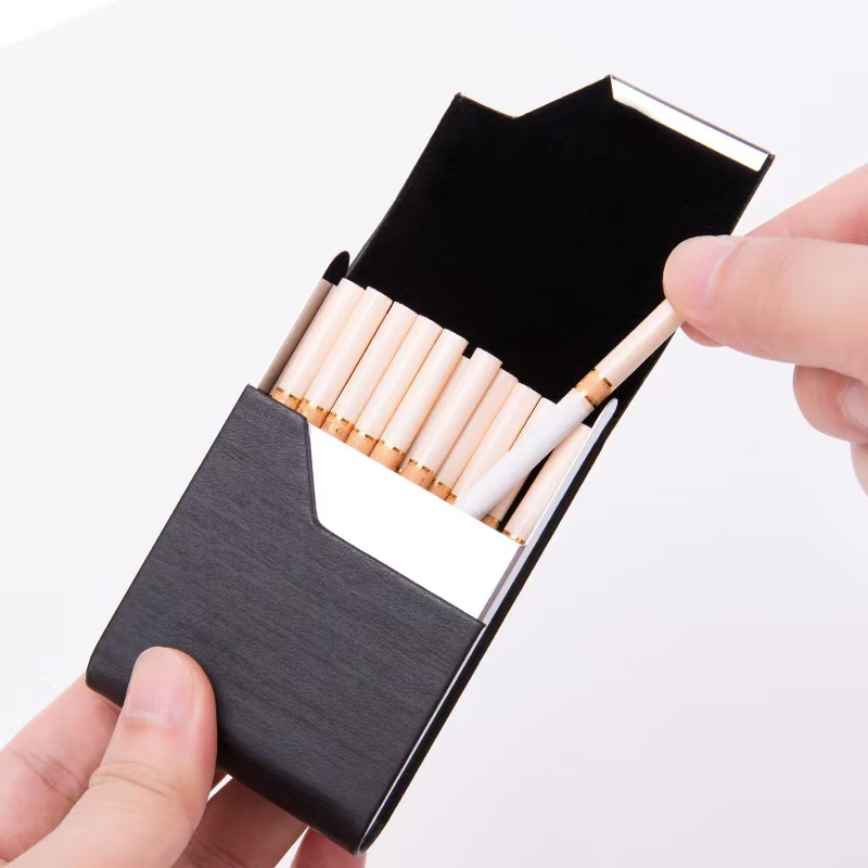7スロットステンレス製シガレットケース、レザーラップ付き、I - Wallets のレビューと価格