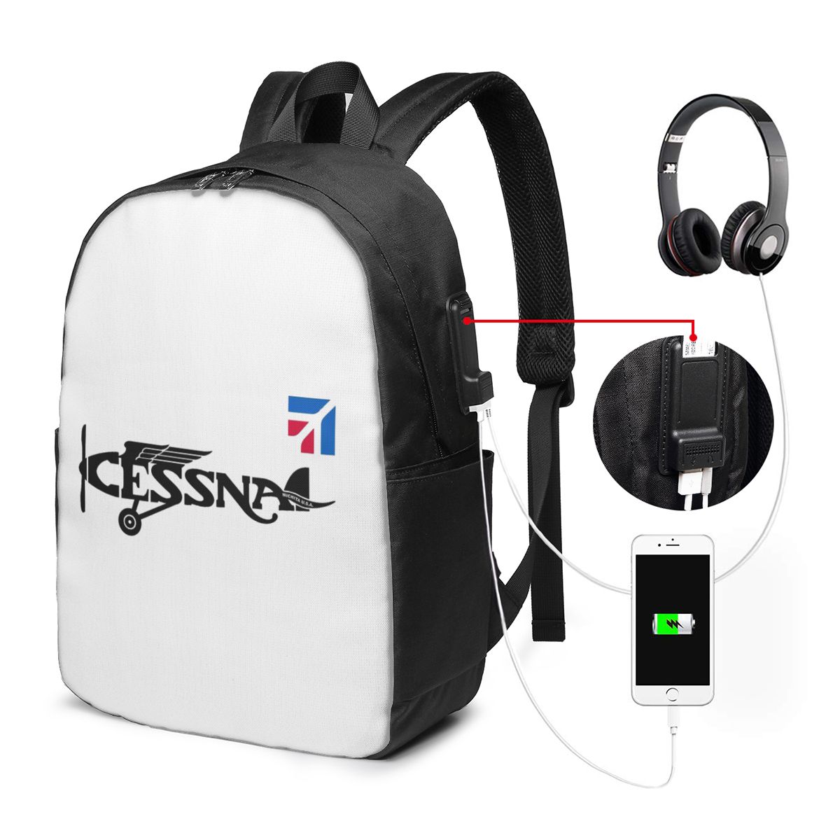 セスナロゴバックパック旅行ノートブックバッグコンピュータ大学 - Travel Bags のレビューと価格