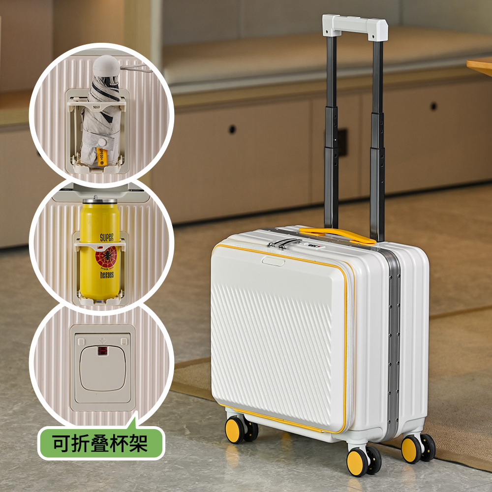 18インチフロントオープンキャリーオンスーツケース アルミフ - Aluminum Frame Carry On Luggage のレビューと価格