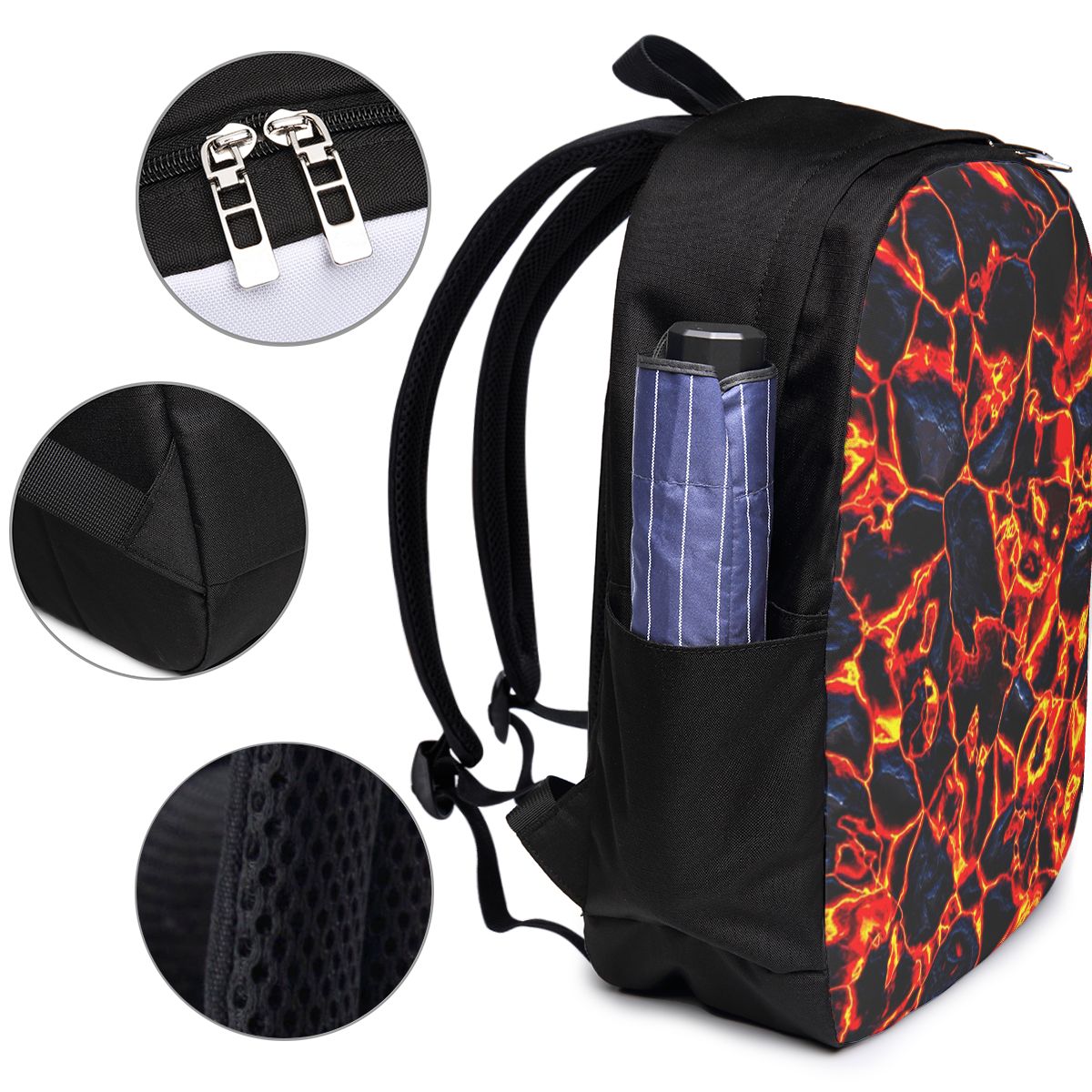 マグマ火山溶岩火災バックパック旅行ノートブックバッグコンピュ - Travel Bags のレビューと価格