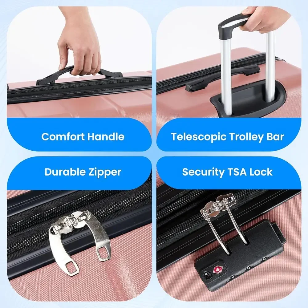 3ピース大型スーツケースセット、ダブルスピナーホイール、TS - Expandable Hard Shell Luggage Set のレビューと価格