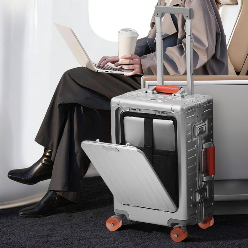 オールアルミマグネシウム合金製スーツケース キャビンラゲージ - Front Opening Laptop Luggage 24 Inch のレビューと価格