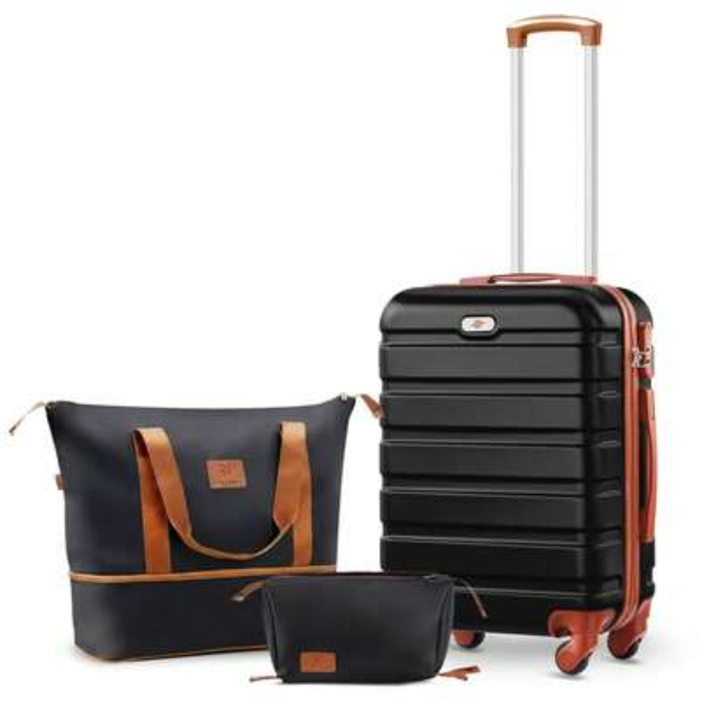 3ピースキャリーオンラゲージセット 20インチ 機内持ち込み - Expandable Hard Shell Luggage Set のレビューと価格