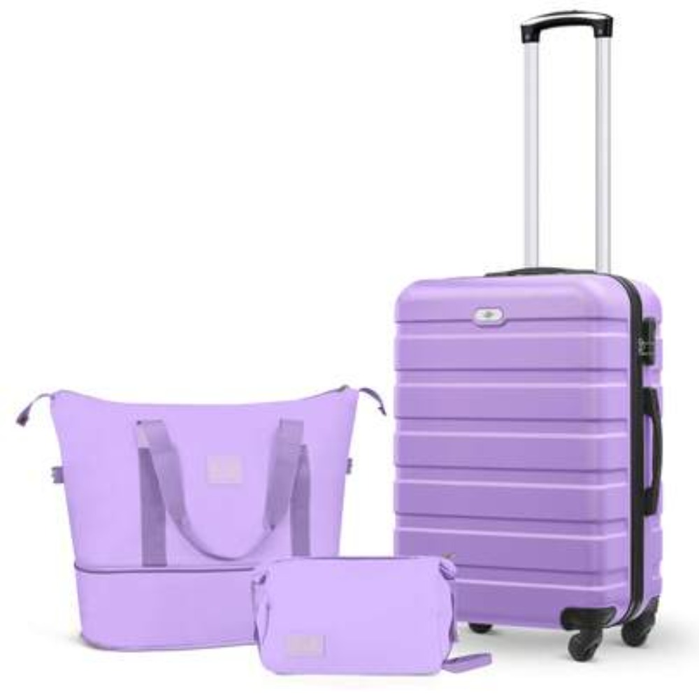 3ピースキャリーオンラゲージセット 20インチ 機内持ち込み - Expandable Hard Shell Luggage Set のレビューと価格