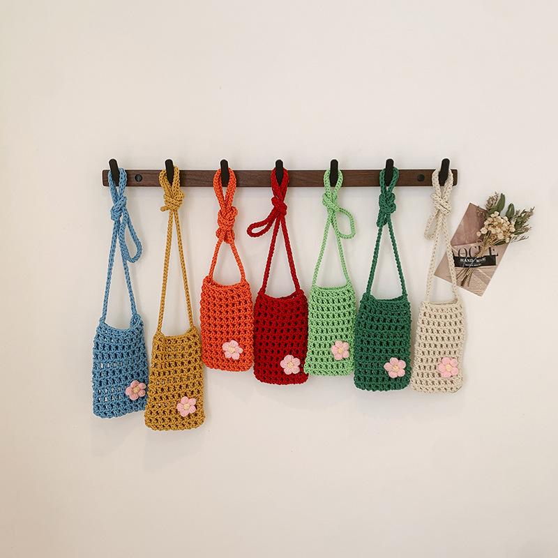 1 個新しい中空ニット多目的電話バッグ小物雑貨軽量編み込みシ - Handbags のレビューと価格