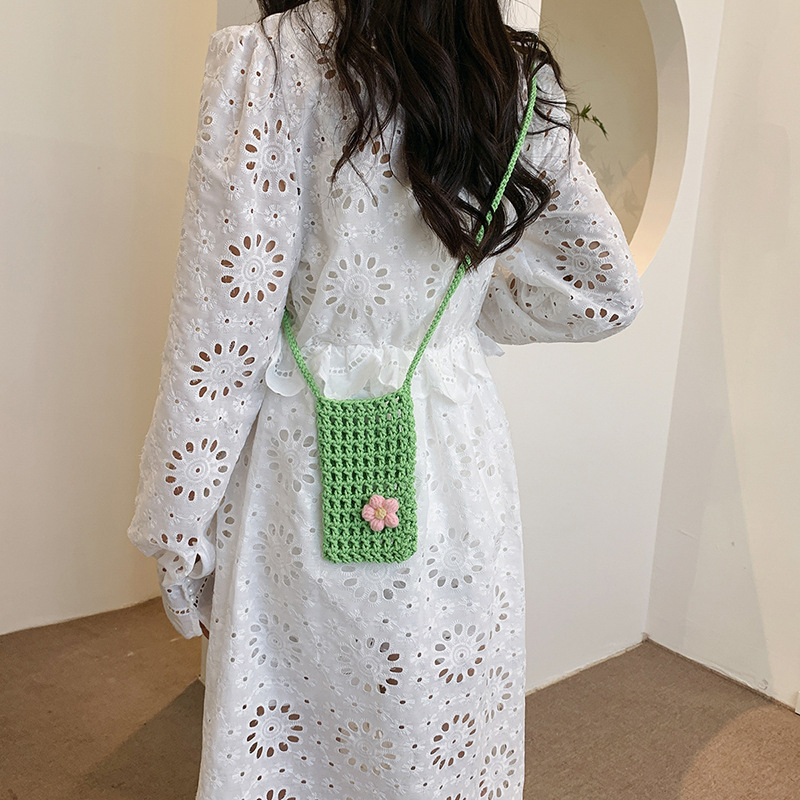 1 個新しい中空ニット多目的電話バッグ小物雑貨軽量編み込みシ - Handbags のレビューと価格
