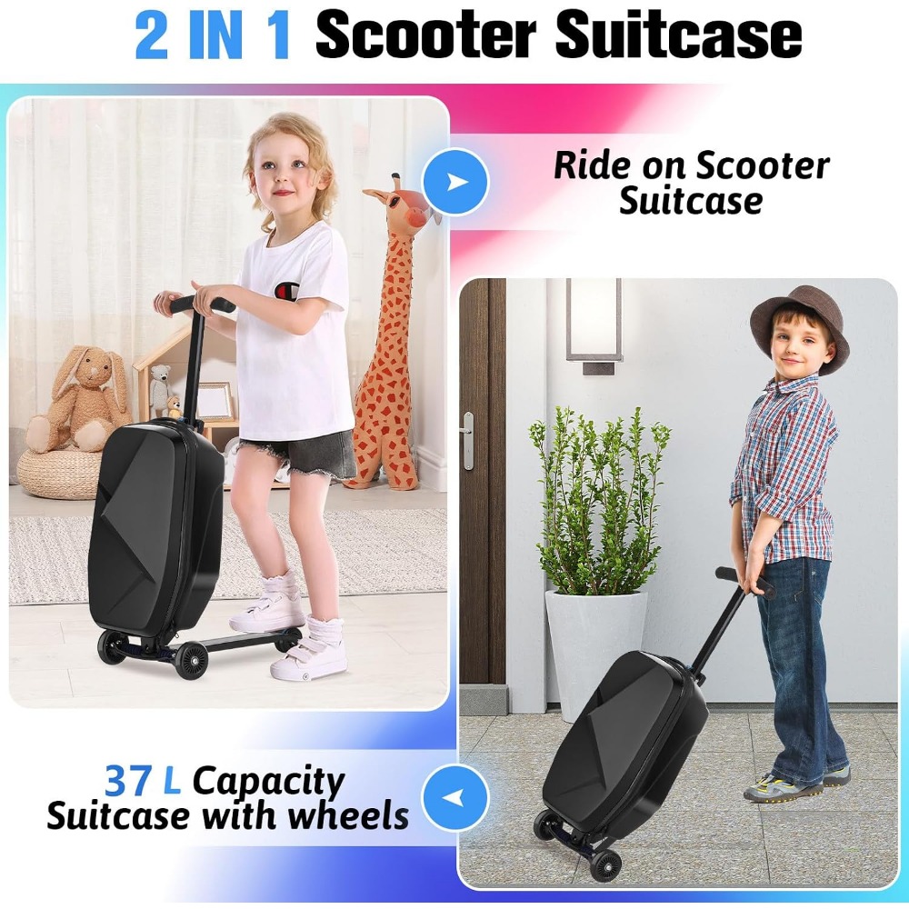 子供用スクーターラゲージ：軽量折りたたみ式ライドオンスーツケ - Kids Ride On Suitcase Scooter のレビューと価格