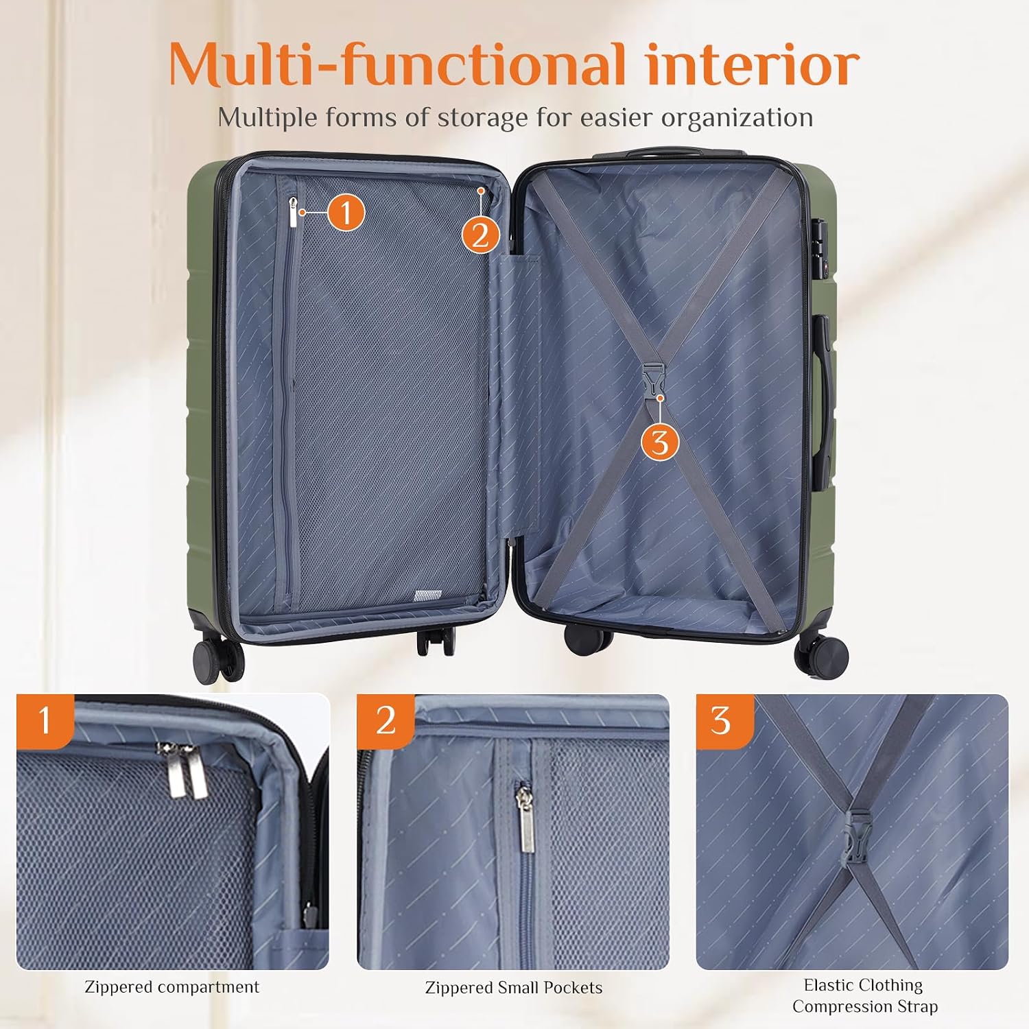 28インチ 機内持ち込み可能 ハードシェルABSスーツケース - Expandable Hard Shell Luggage Set のレビューと価格