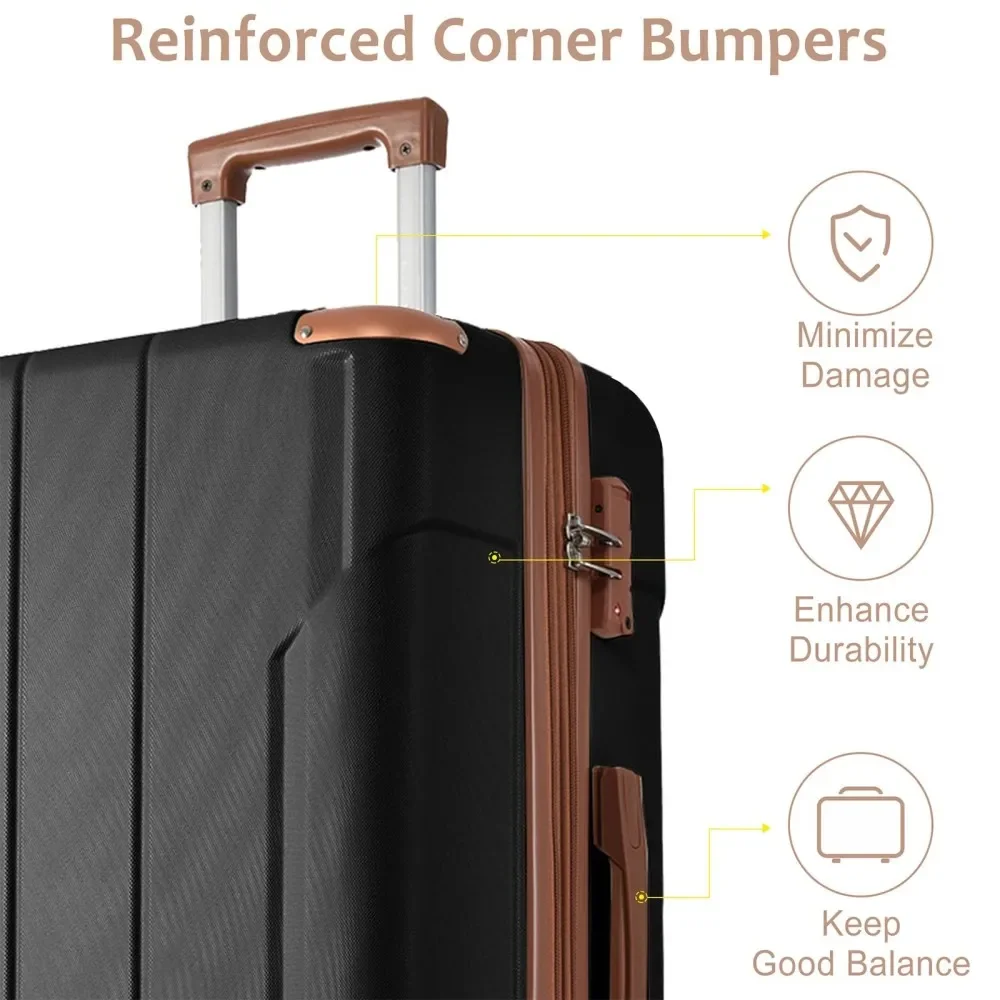 3ピース拡張可能ハードシェルABSスーツケースセット、ダブル - Expandable Hard Shell Luggage Set のレビューと価格