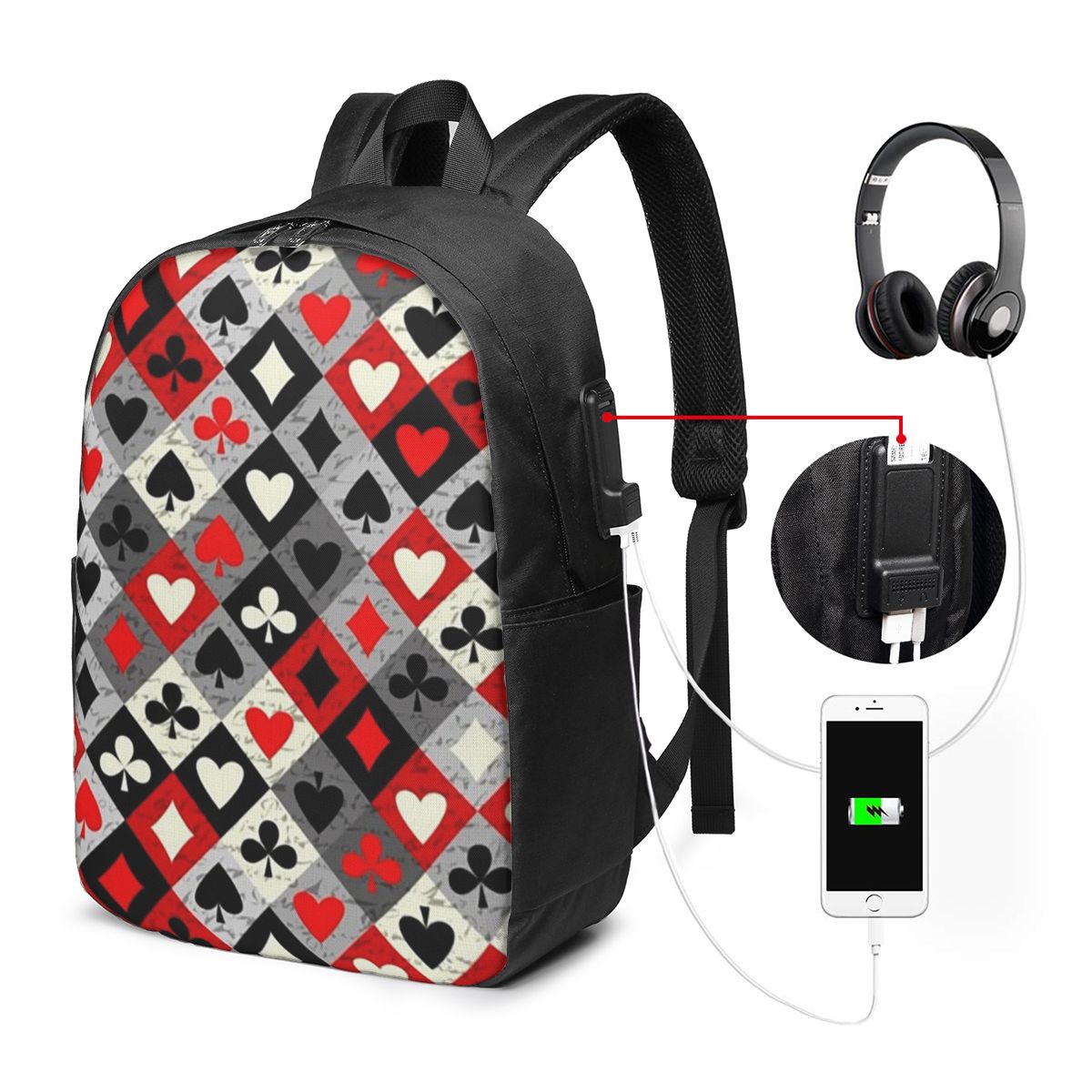 トランプポーカープリントバックパック旅行ノートブックバッグコ - Travel Bags のレビューと価格
