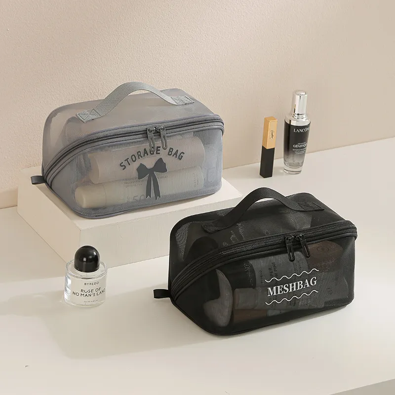 大容量の化粧品バッグ、メッシュで通気性があり、持ち運び可能な - Cosmetic Bags のレビューと価格