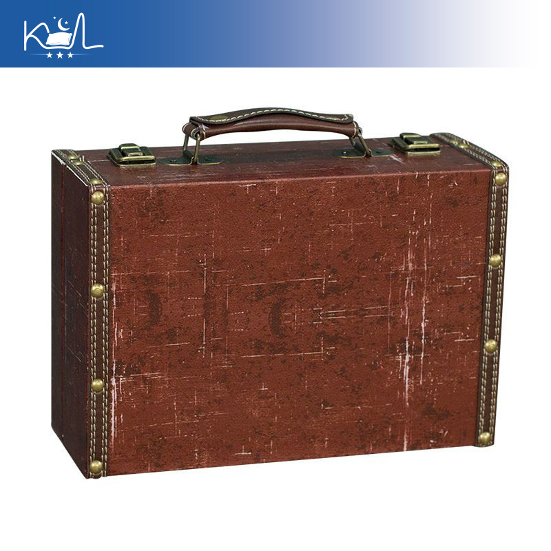 ヴィンテージレッド装飾スーツケース収納ボックス、アンティーク - Retro Vintage Trunk Suitcase のレビューと価格