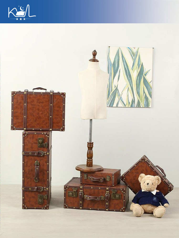 ヴィンテージブラウン装飾スーツケース収納ボックス、アンティー - Retro Vintage Trunk Suitcase のレビューと価格
