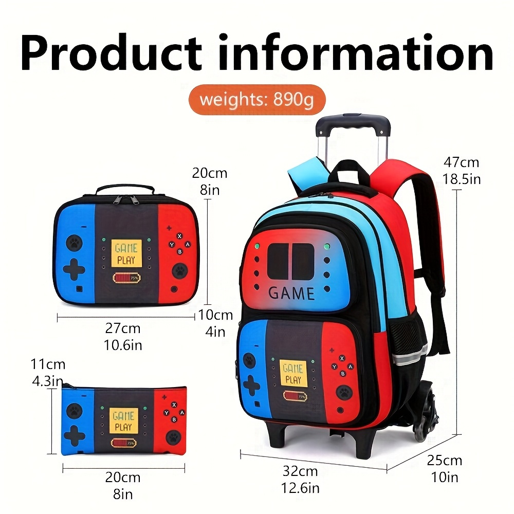 3個セット 子供用ローリングバックパック 男の子向け ゲーマ - Foldable Rolling Luggage Bag のレビューと価格