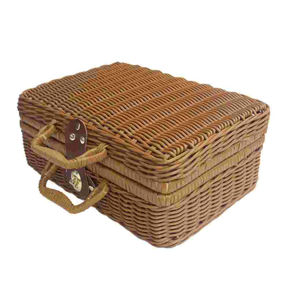 籐のピクニックケース,織り収納,ビンテージボックス,ハンドバ - Retro Vintage Trunk Suitcase のレビューと価格