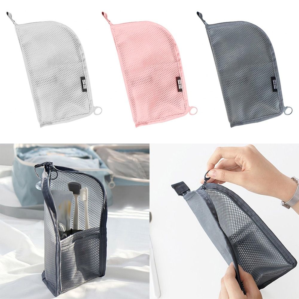 ポータブルスタンドメイクブラシバッグメッシュジッパー化粧品バ - Cosmetic Bags のレビューと価格