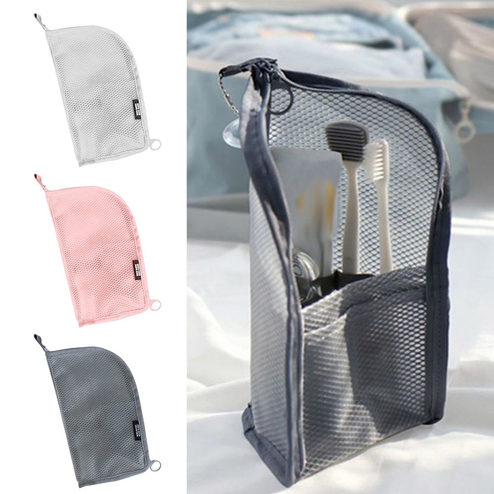 ポータブルスタンドメイクブラシバッグメッシュジッパー化粧品バ - Cosmetic Bags のレビューと価格